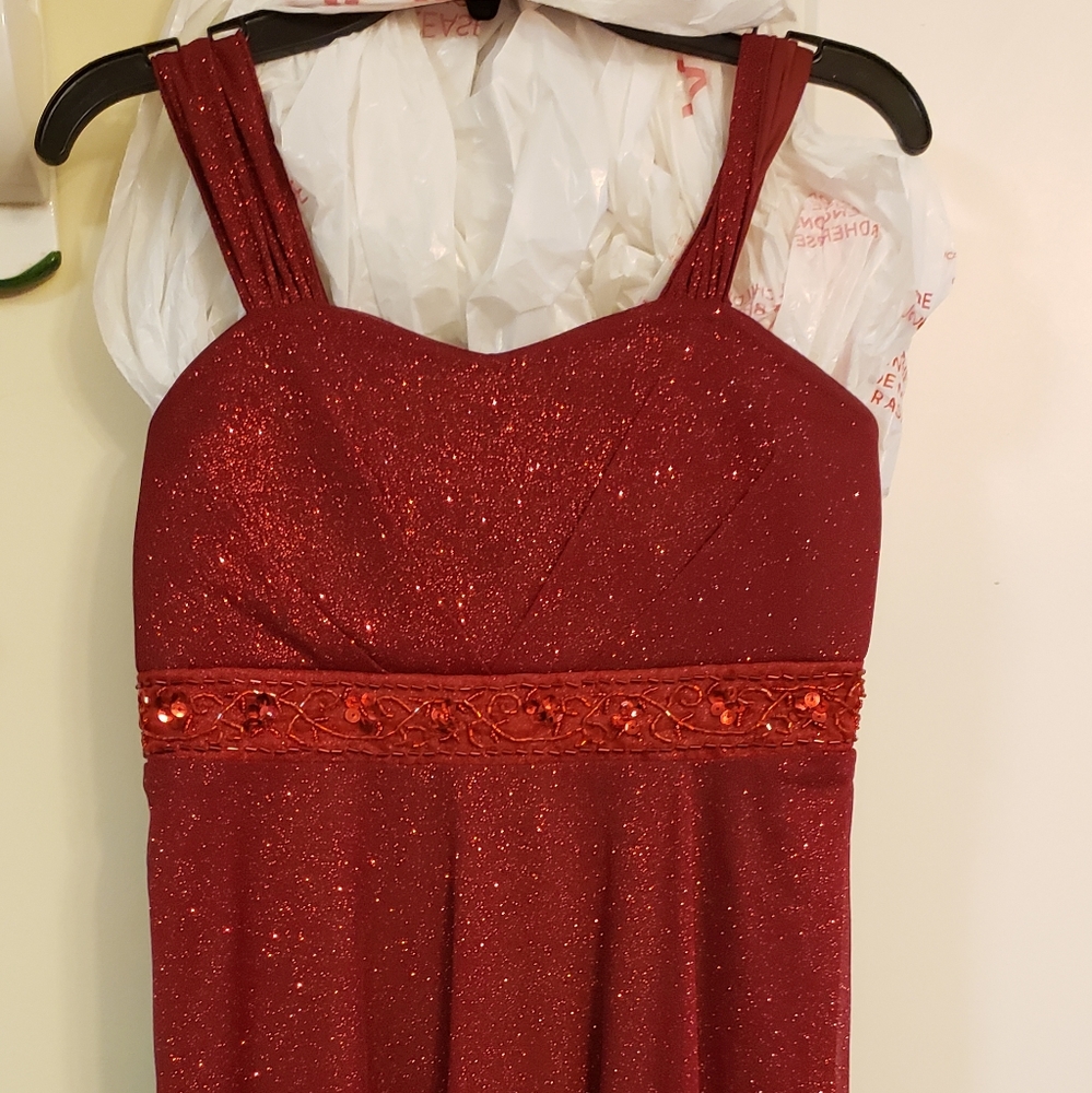 Girls size 16 red sparkly dress